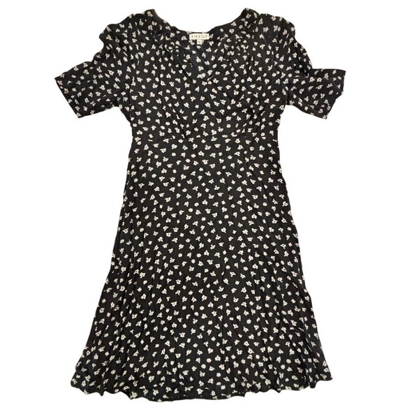 Claudie Pierlot Raven A-Line Black & White Floral Dress France Size 36 /US 4